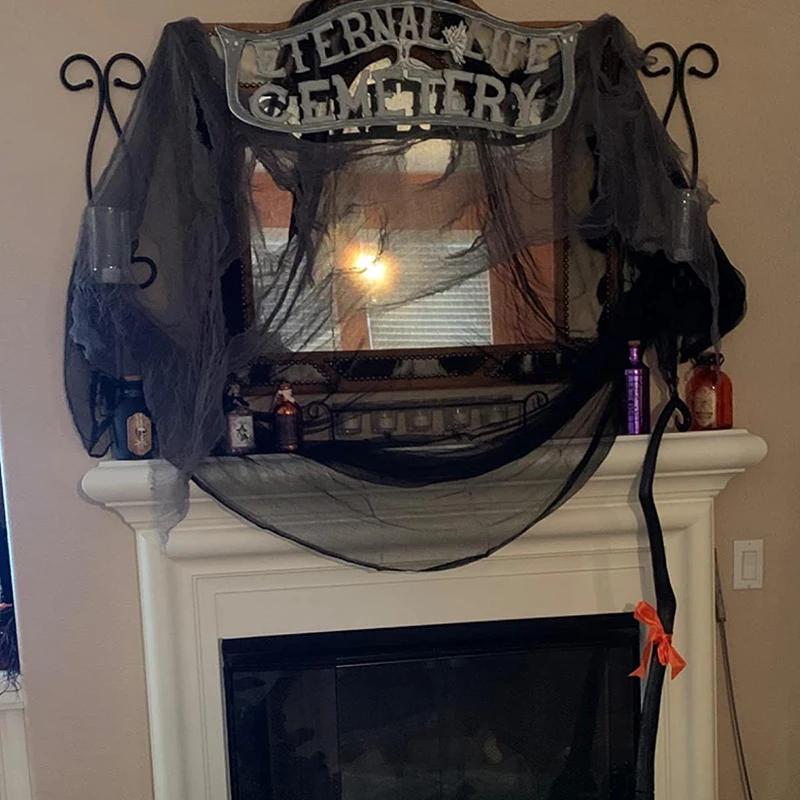 Черная марля для Хэллоуина 72X186 см, жуткая ткань, черная сетка, паутина, декор, украшение для дома ужасов на Хэллоуин