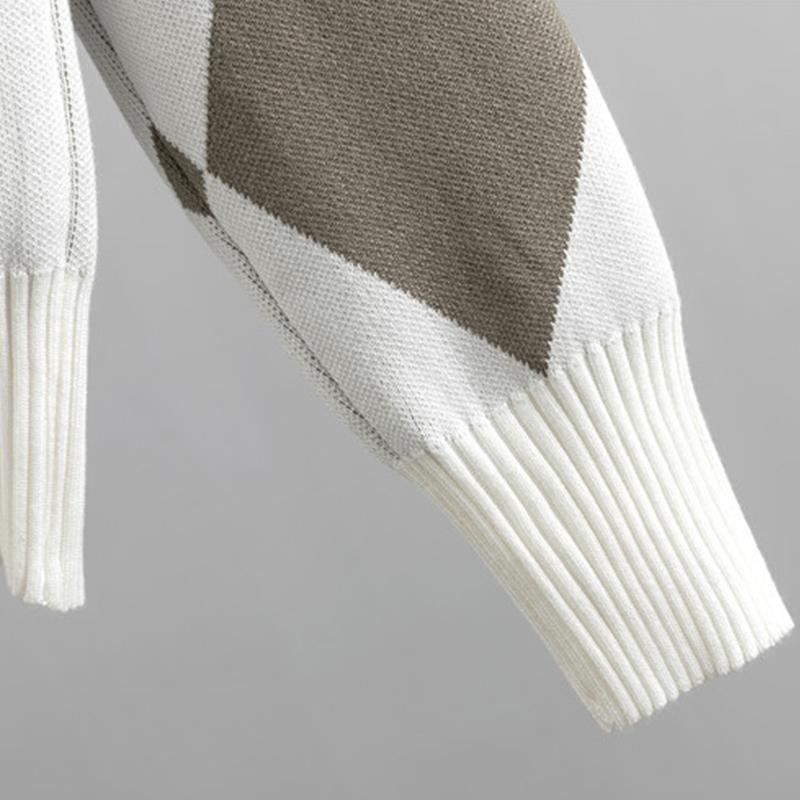 Модный женский повседневный вязаный клетчатый свитер, комплект из двух предметов