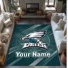 Philadelphia Eagles Crystal Velvet Rug, Custom Name Text Personalized Non‑Slip Floor Mat for Home Decor Gift