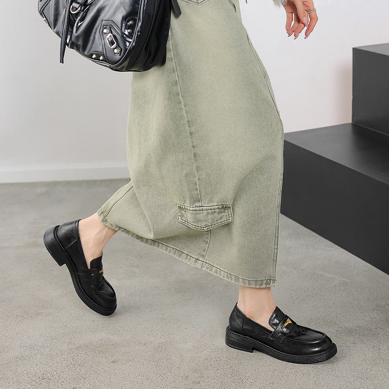 Krazing Pot Овчина круглый носок низкий каблук осень лето обувь без застежек женские оксфорды туфли металлические застежки лодочки