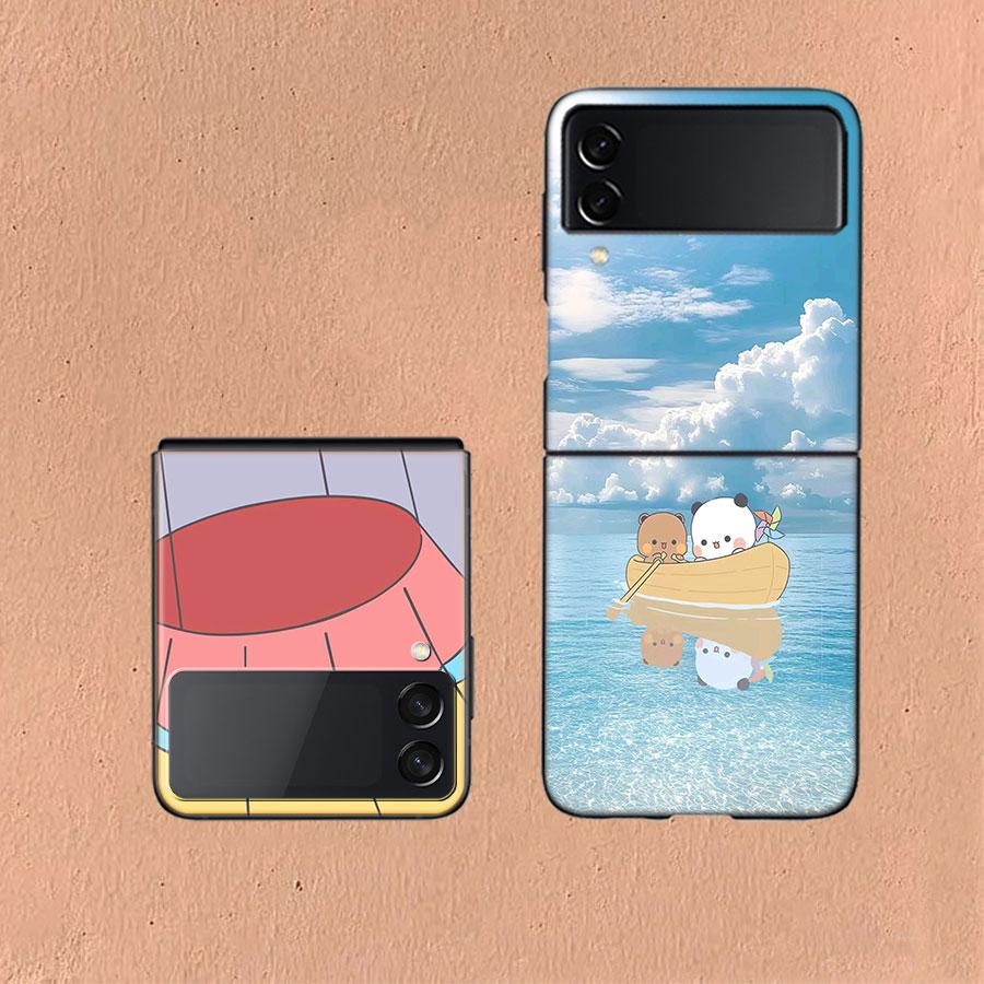Милый Чехол BuBu DuDu для Samsung Z Flip7 6 Galaxy Чехол Ударопрочный Z Flip5 Z Flip3 4 5G Жесткая Крышка Телефон TPU PC Жесткий Funda