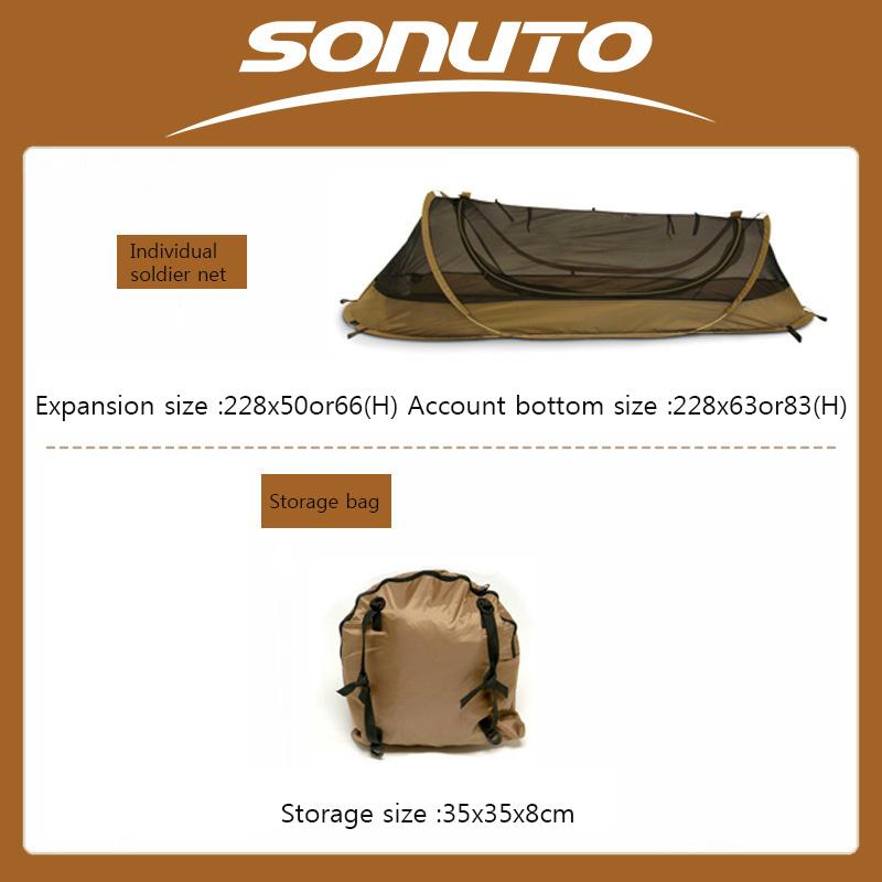 Sonuto-палатка для кемпинга для одного человека, легкая нейлоновая палатка, тактическое укрытие с противомоскитной сеткой, водонепроницаемое поле для защиты от комаров