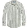 Polo Single Breasted Long Sleeve Striped Shirt Men Shirts Green 710969636-001