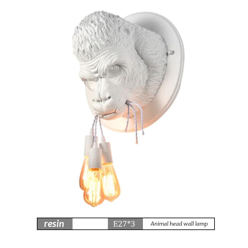 Modern Resin Led Wall Sconce Gorilla Lamp Retrohome Loft Bedroom Bathroom Bedside Home Decor Fixtures Luminaire Indoor Lighting