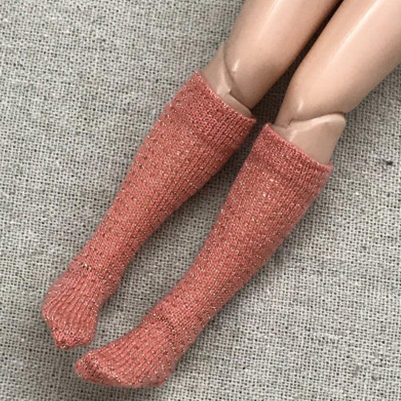 8 пар/лот кукольные носки, кукольные аксессуары, блестящие полосатые чулки для кукол Блайз, блестящие средние носки-трубы для куклы Барби 1:6