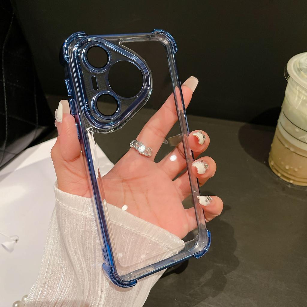 Применимо к гальванизированному прозрачному чехлу для телефона Huawei P70, противоударному чехлу с воздушными подушками на четырех углах Magic7 для NOVA13PRO