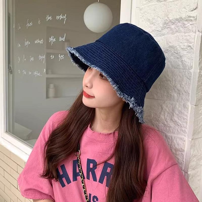 Шляпа-горшок Джинсовая шляпа Женская шляпа рыбака Солнцезащитная шляпа для лица Универсальная