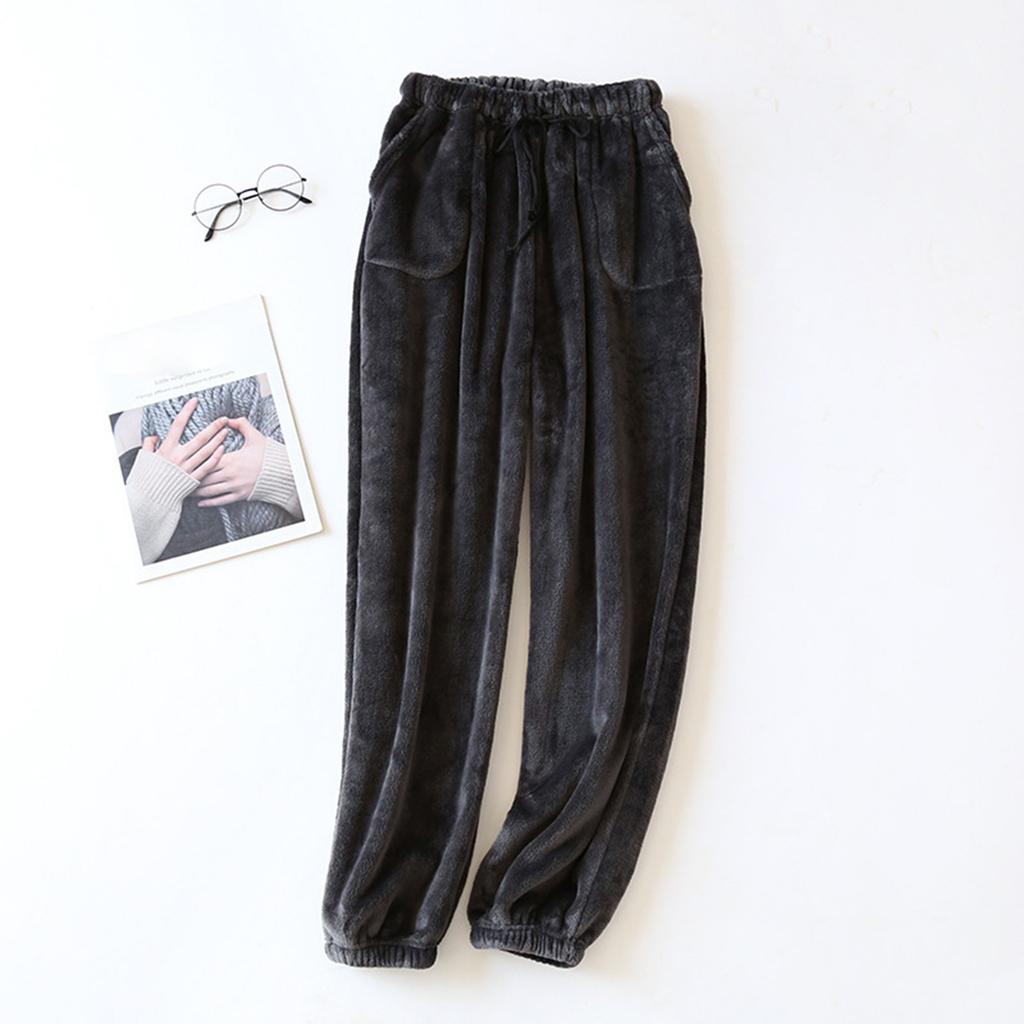 Men's Thermal Fleece Pockets Thickened Fleece Lined Casual Sports Trousers Pajama Pants