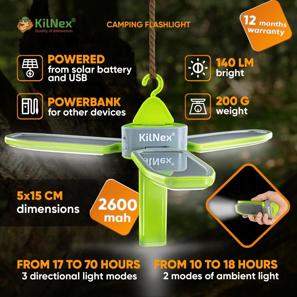 Фонарь на солнечной батарее Kilnex «Лепестки» + powerbank 2600 mah (ip 40)