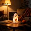 Durable Holiday Ornaments Cute Ghost Holding Pumpkin Bucket Table Lamp, Halloween Spooky Bedside Gift for Friends Small LED Night Light Bedroom