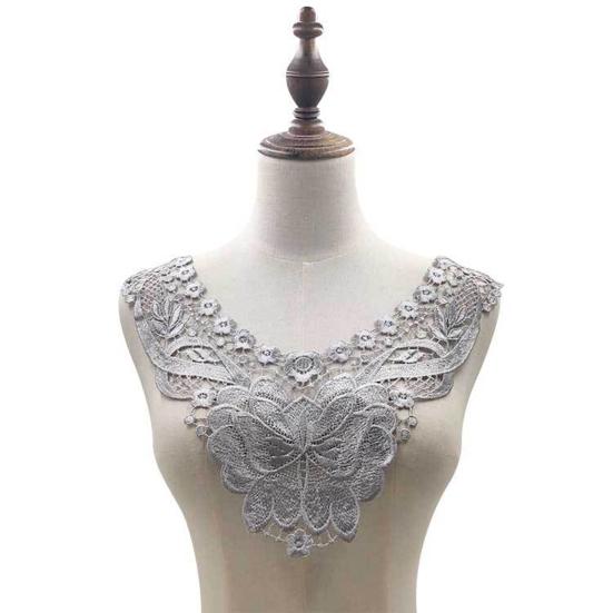 Женский кружевной воротник с вышитыми цветами, аппликациями, цветным кружевным вырезом для самостоятельного шитья, свадебного платья на Хэллоуин, косплея