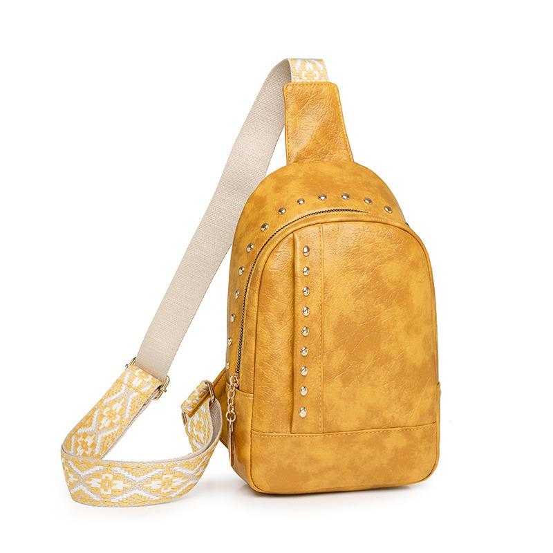 Rivet Shoulder Soft Leather Chest Bag