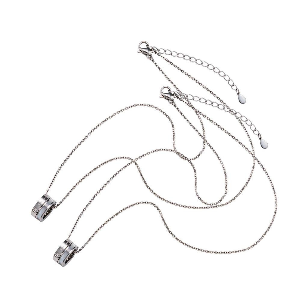 Пара ожерелья хирургическая нержавеющая сталь 316L кубический цирконий гипоаллергенный сообщение ракушка серебро [белый клевер] + & 4SUP102WH&4SUP102WH