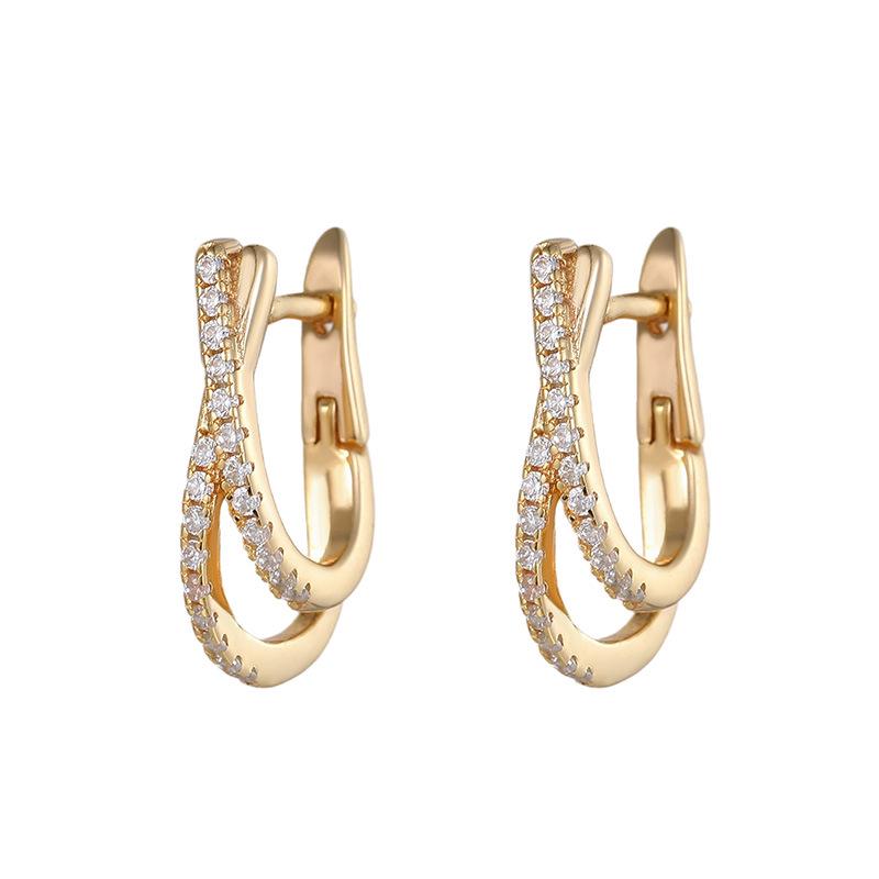 Стерлинговое серебро 925 пробы Цирконий Перекрестные серьги-каффы - Женские серьги с витой линией