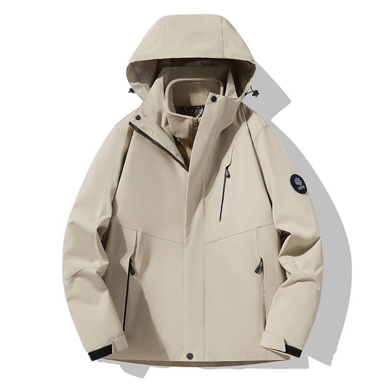 Новая уличная одежда «три в одном» Штурмовик для мужчин Осень и Зима Ветрозащитная Водонепроницаемая Одежда для альпинизма Пара Флисовая теплая Двойка