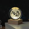 3D Solar System Crystal Ball Night Light with Wooden Base - Luminous Desktop Home Decor & Birthday Gift