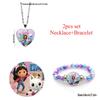 1/2Pcs Cute Gabby Dollhouse Beaded Bracelet Heart Shape Necklace Anime Figure Bracelets Choker Birthday Fans Gift Party Favor