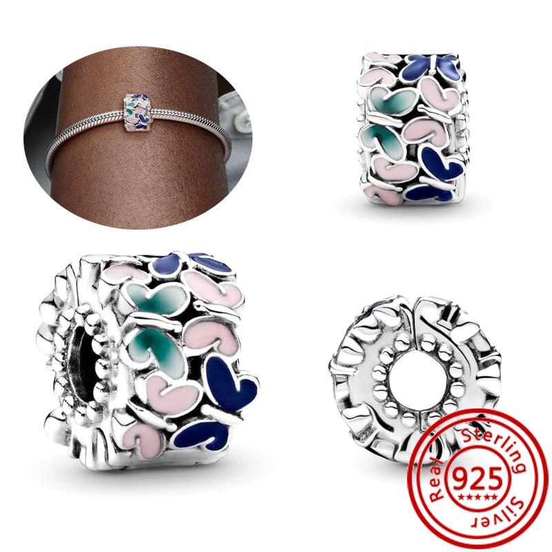 925 медь Пчела Гусеница Бабочка Стрекоза Божья коровка Четырехлистный клевер Шармы-талисманы Подходят для браслета Pantaro Изысканный циркон Подарок