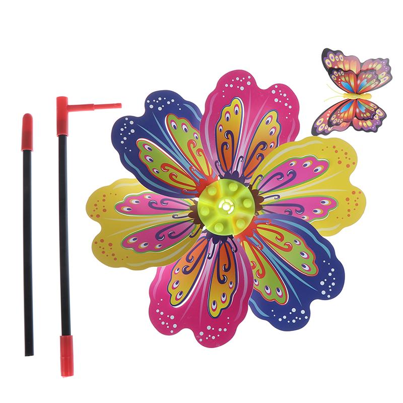 Butterfly Flower Windmill Colourful Wind Spinner Garden Yard Decoration Kids Toy