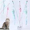 Funny Cat Stick Bouncy Rod Bell Bait Toy Plush Longtail Mouse Stripe Pet Supplies