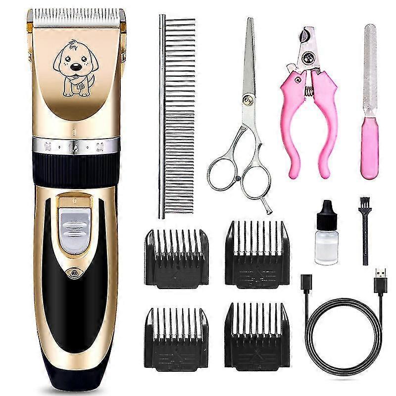Pet Dog Grooming Clippers - Rechargeable Low Noise Cordless Pet Clippers, Professional Dog Hair Trimmer Grooming Kit With 4 Guide Combs And Cleaning B