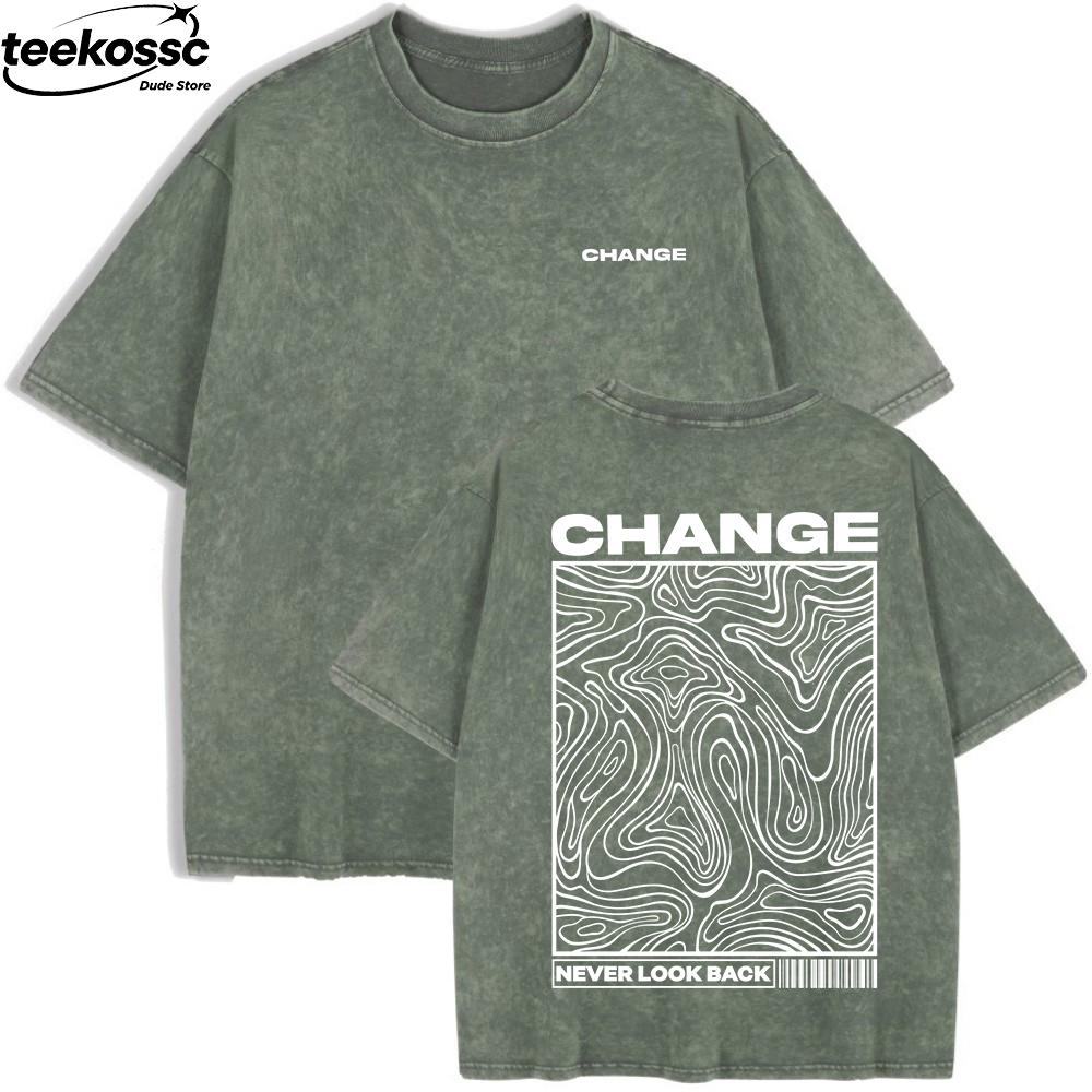 Change Never Look Back Printed Laundry Tshirt Womens Cotton Wide Tshirt Summer Short sleeved Top Casual Oneck Clothing