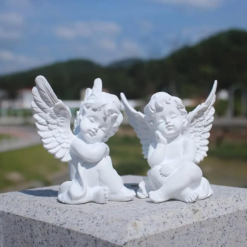 1 комплект/2 шт. Статуэтка ангела из смолы, ручная работа, декоративное украшение, домашний сад, украшение сада, произведение искусства