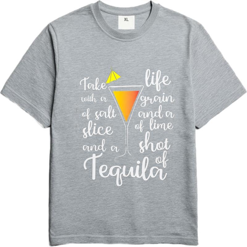 Anime For Her Summer Tshirt Take With A Grain Of Salt And A Slice Of Lime And A Shot Of Tequila Short Sleeve New Arrived O Neck
