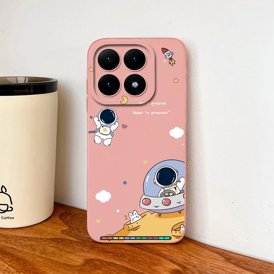 Чехол для телефона Xiaomi 15T Pro Чехол для Xiaomi 17 Pro Max Милый Астронавт Funda Для Xiaomi15T Мягкий Жидкий Силикон Прочные Задние Крышки
