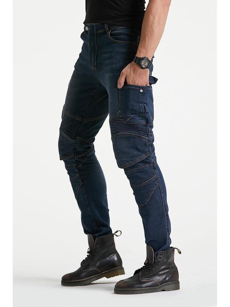 Мотоциклетные джинсы Four Seasons армейского зеленого цвета с защитной экипировкой