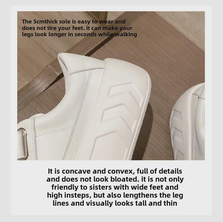 Женские кроссовки на липучке и платформе весна/осень 2024 г. — в стиле колледжа, белые