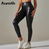 Auroth Women Faux Leather Skinny Pants High Waist Stretchy Leggings PU Leather Pencil Leggings