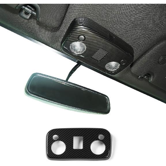 RT-TCZ Front Ceiling Roof Reading Light Lamp Trim Cover Carbon Fiber Interior Accessories for 2009-2022 Ford Mustang (Carbon Fiber Grain)