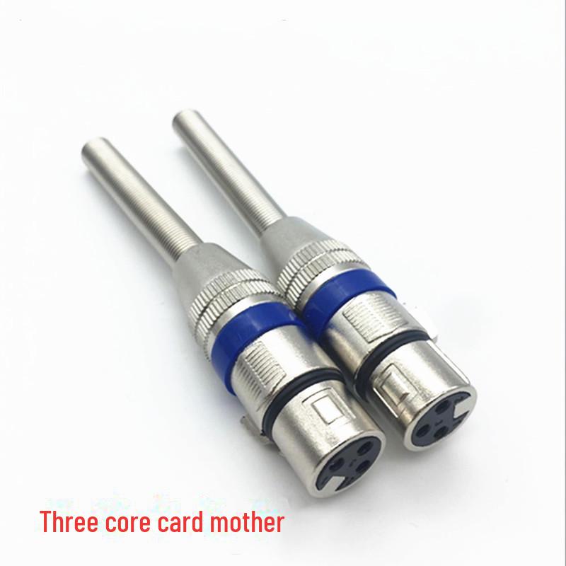 Синий круглый металлический пружинный кран с 3-ядерным разъемом для микрофона KTV с длинным хвостом - Canon Male & Female