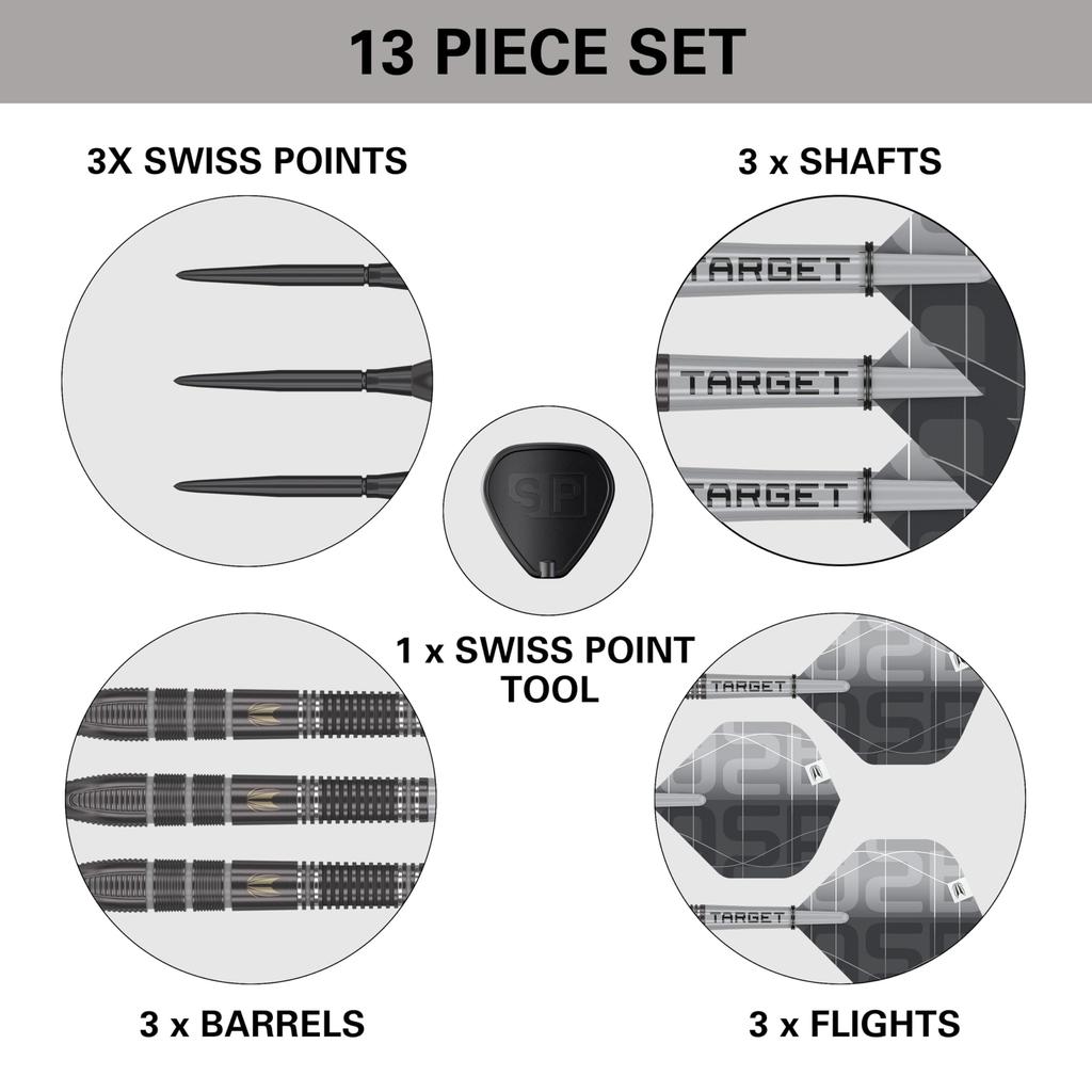 Target Darts Nathan Aspinall X Echo Tungsten Steel Tip Swiss Point Dart Set 24G ASP Player Edition Darts with Pro Grip Shafts Pro Ultra 2 Includes SP