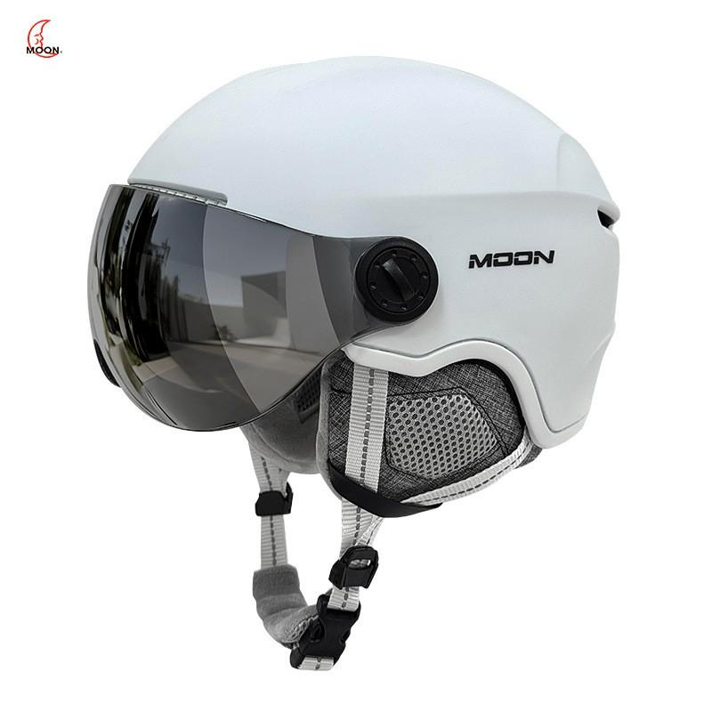 MOON Winter Ski Helmet With Integrated Goggles Adults Unisex Snowboarding Skiing PC Shell Warm Breathable M L