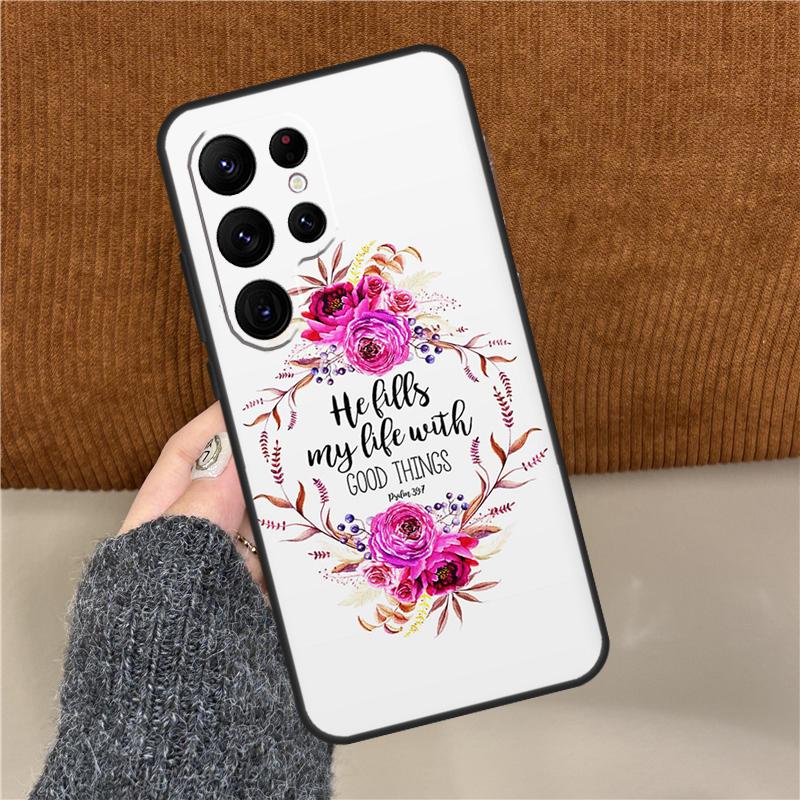 Bible Verse Faith Jesus cross Phone Case For Samsung Galaxy S25 Ultra S9 S10 S20 S21 S22 Plus S24 FE S23 Ultra Back Cover