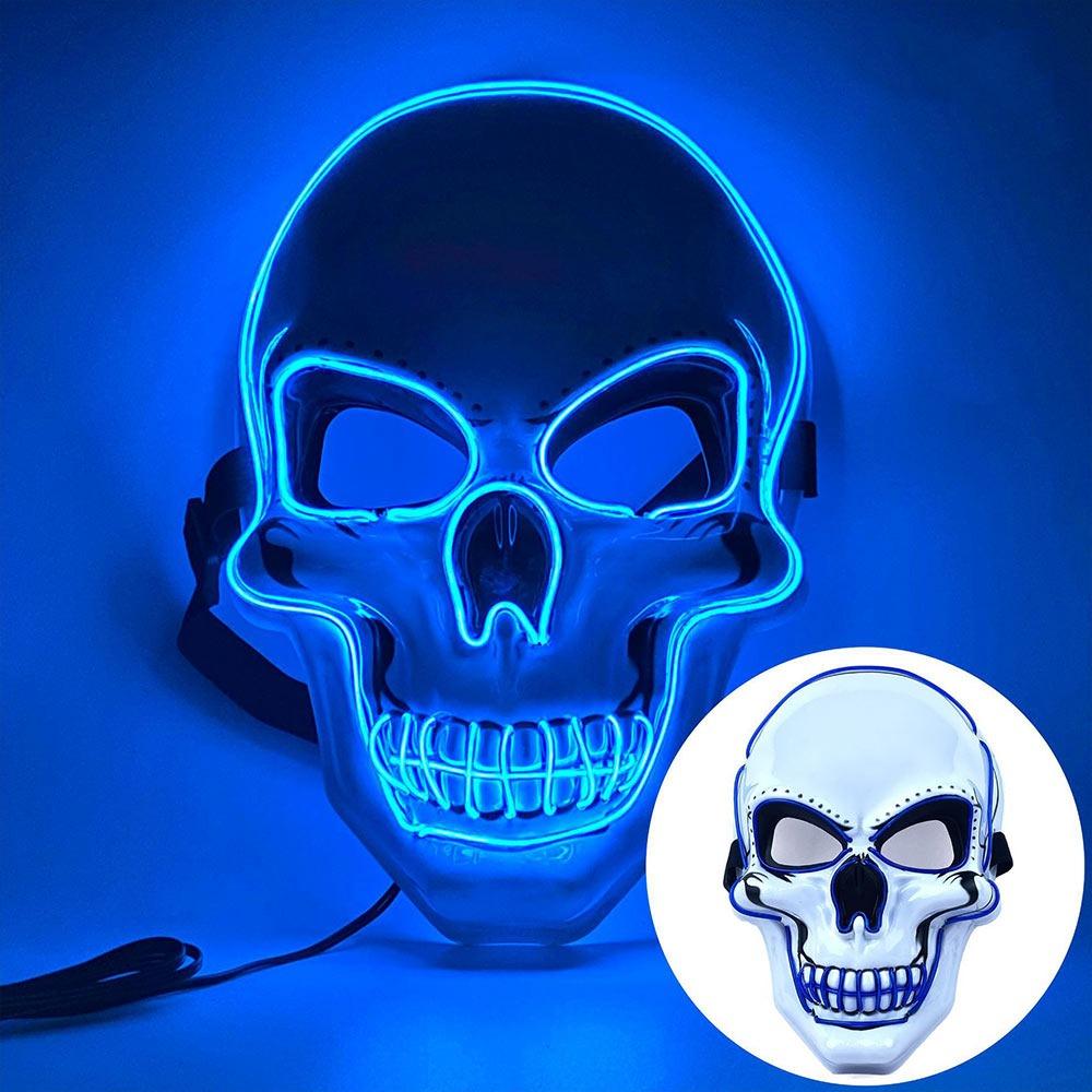 Horror Halloween Skull Mask Halloween LED Light LED Cold Light Mask Cosplay Costume Luminous Skull Mask Party Makeup Ball