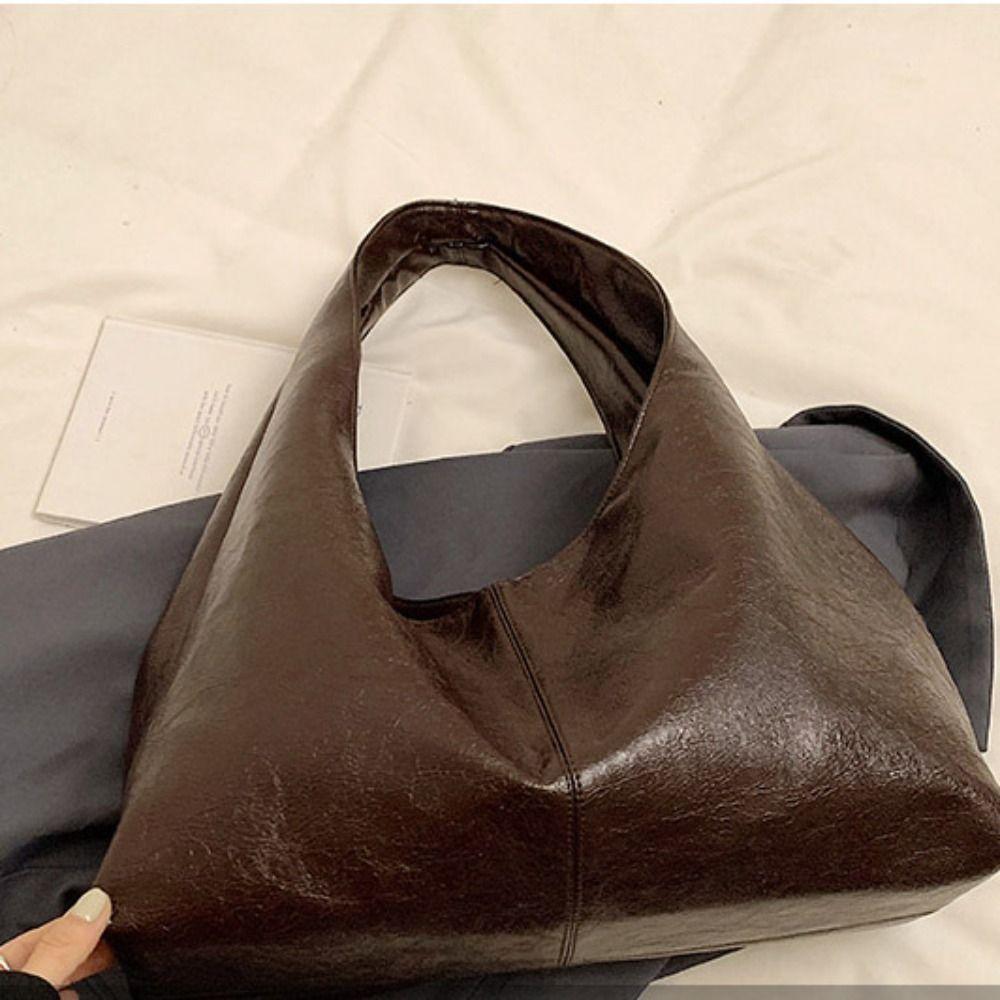 Tote Bag Retro PU Tote Bag Korean Style Underarm Packs Sweet Large Capacity Handbag Office Worker
