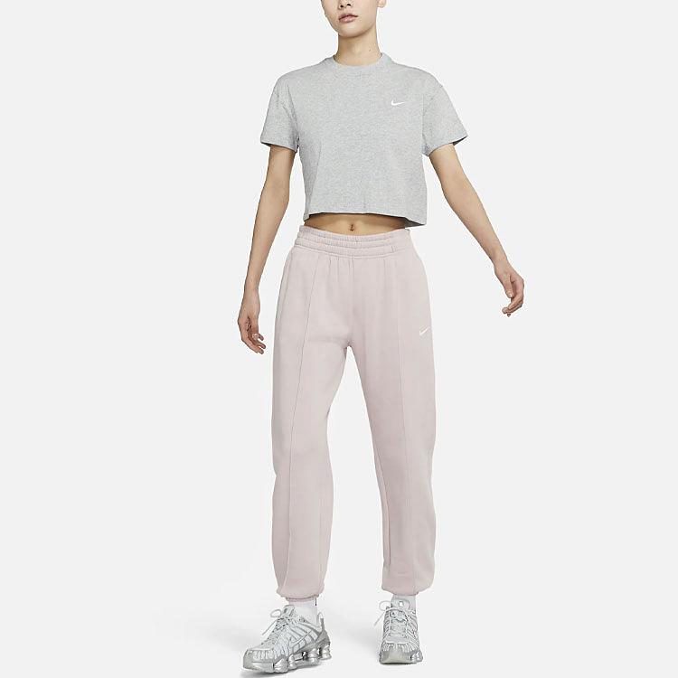 Nike Lab Casual Solid Color Logo Short Sleeve A Round Neck Top Women tops Gray DA0324-063