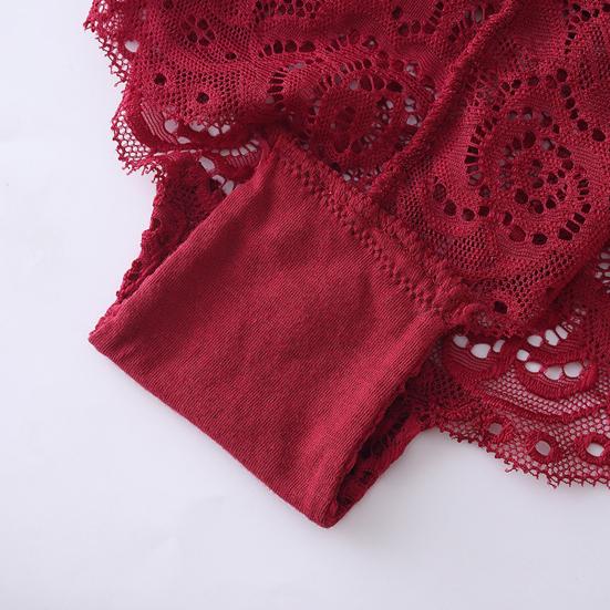 Sexy Underwear Elastic Waistband Protective Skin-touching Crochet Embroidery Floral Lace Underwear Inside Wear