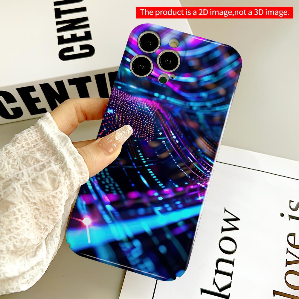 2DFlat Neon Flow Digital Wave All inclusive film hard phone case, compatible with iPhone 18 Pro Max 17 16 15 14 13 12 11