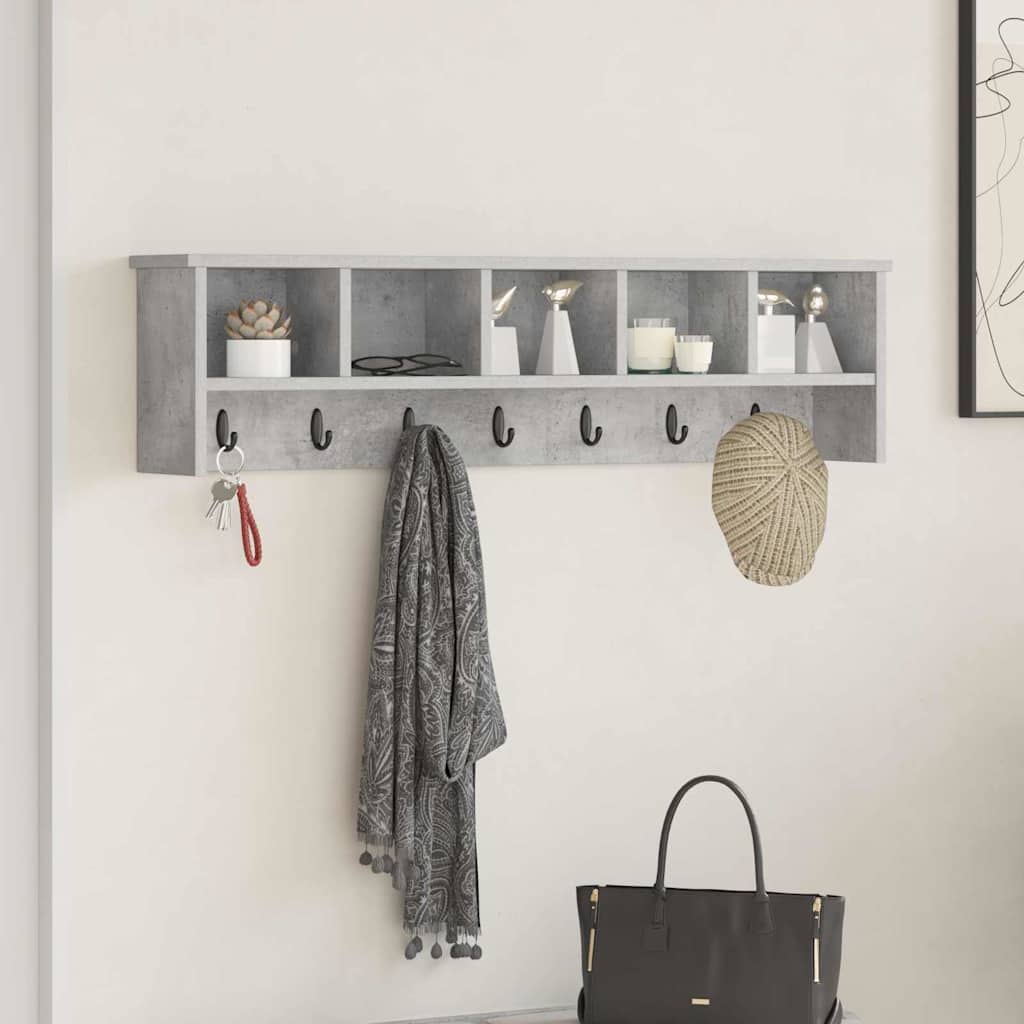 Wall Mounted Nightstand with Shelf Concrete Grey 100 x 16 x 26 cm