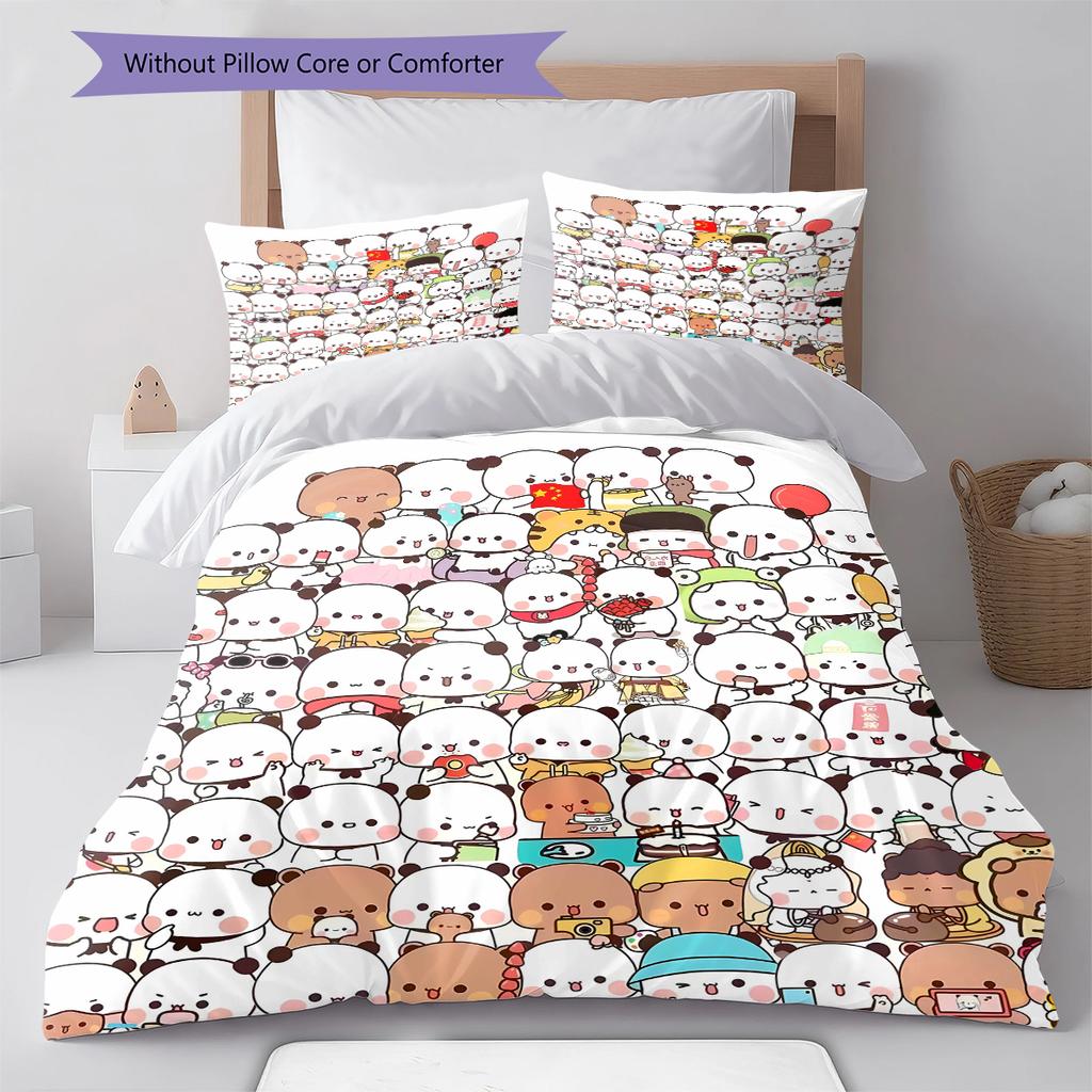 H260212Peach Goma Pattern Bedding,Quilt Set Quilt Cover Pillowcase Home Birthday Gift (1 * duvet cover + 2 * pillowcase, without core)