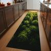 Утренний свет Лес Вид с воздуха Коврик-дорожка Зеленый дизайн полога Захватывающая сцена природы для кухни Прихожей Коридора Домашний декор