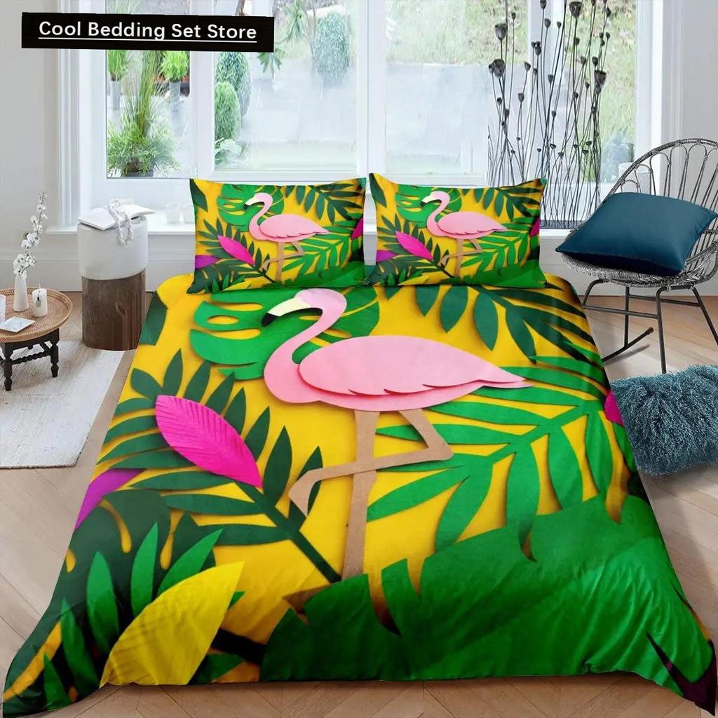 Фламинго пододеяльник комплект постельного белья для девочек цветы тропические животные розовый цветочный полиэстер одеяло покрывало для девочек детей женщин