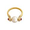 Medieval Diamond-Studded Pearl Earrings & Peace Love Crown Ring Set for Women, Featuring Stacking Rings with Advanced Brushed Design