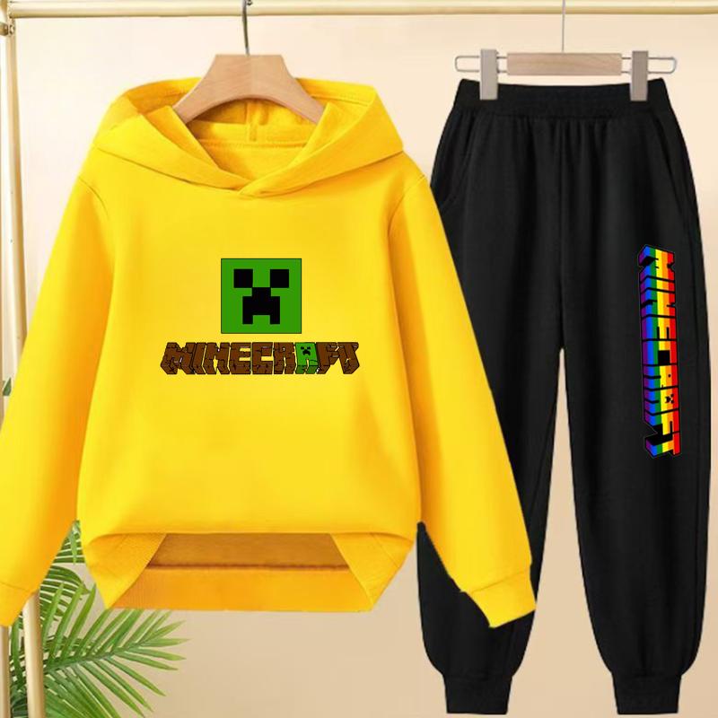 Kids Game Spring Autumn Hoodie Casual Pullover Sportshirt Top+Pants Two-Piece Boys Girls 3-12Yrs Clothes Leisure Coat Sports Set