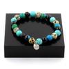 Stones and Minerals. Dalmatian Jasper + Turquoise + Chrysocolla + Agate Pearl Bracelet Made In France.