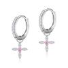Naniwaai Earrings Ladies October Birthstone Hoop Sway 11Way Flower Woman Silver Compatible with Metal Allergies Cross Adult Accessories Present